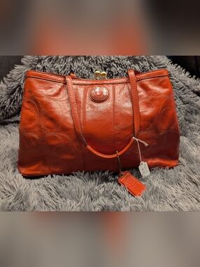 Coach Kiss Lock Patent Leather Tote